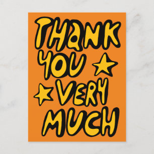 VIELEN DANK AN IHNEN Bubble Letters Yellow Orange Postkarte