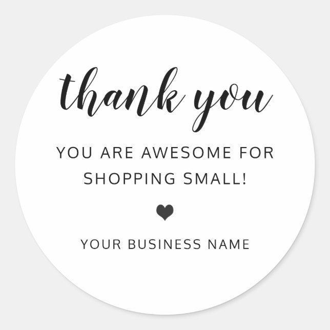 vielen Dank an kleine Unternehmen niedliches Herz Runder Aufkleber (Vorderseite)