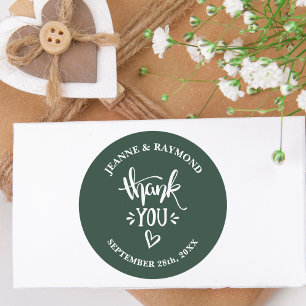 Vielen Dank an Liebe Sage Green Gastgeschenk Hochz Runder Aufkleber