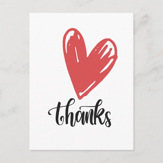 Vielen Dank an Liebe und Herz für die Liebe   Postkarte (Vorderseite)