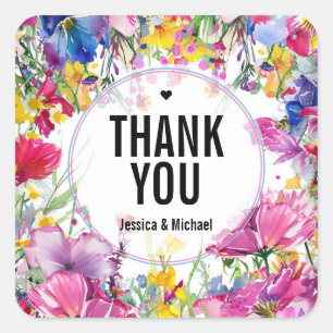 Vielen Dank an 🖤 Meadow Blooms Bliss Quadratischer Aufkleber