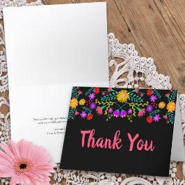 Vielen Dank an Mexikanische Fiesta Blume Schwarze Dankeskarte