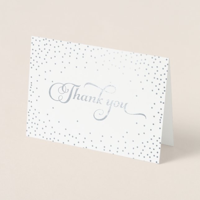 Vielen Dank an moderne Silver Foil Confetti Dots Folienkarte (Vorderseite)