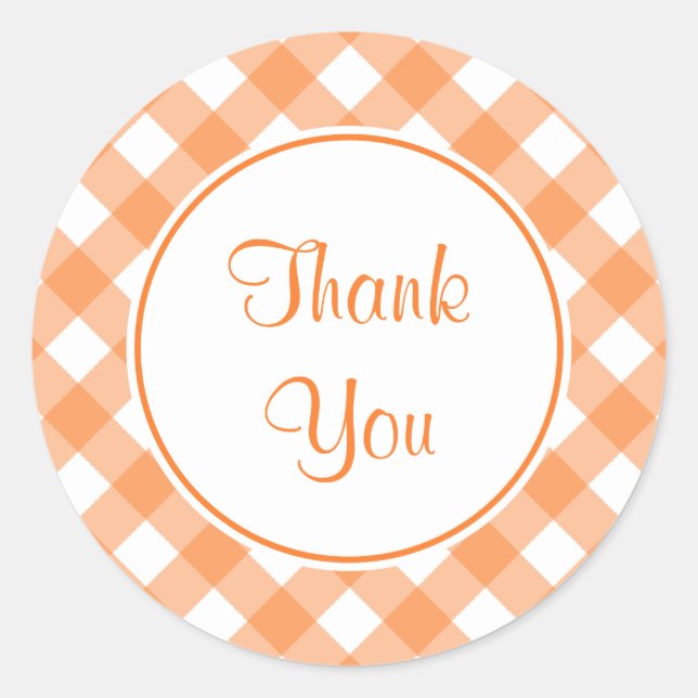 Vielen Dank an Orange Gingham Stickers (Vorderseite)