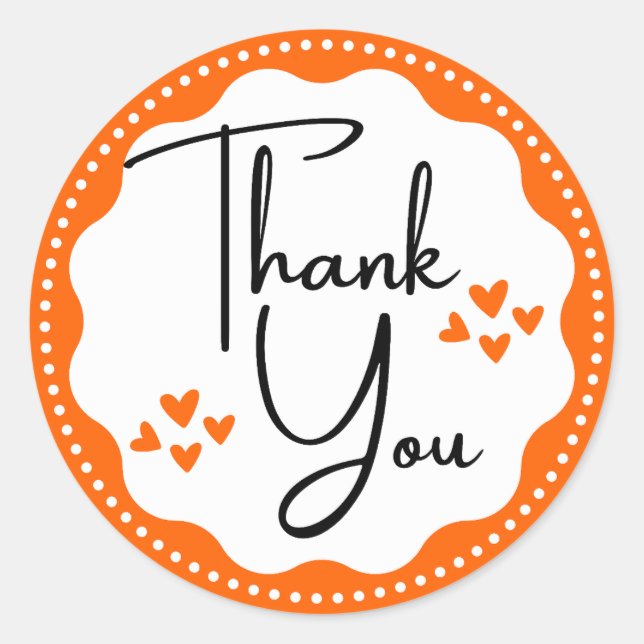 Vielen Dank an Orange Hearts Classic Round Sticker (Vorderseite)
