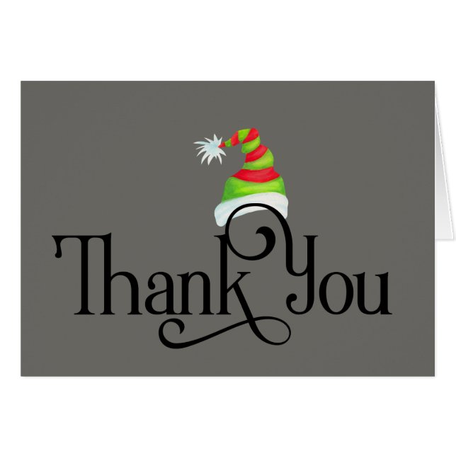 Vielen Dank an Red and Green Christmas Hat (Vorderseite (Horizontal))