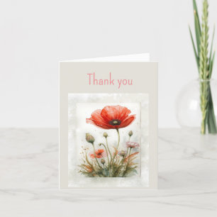Vielen Dank an Red Poppy Garden Blume Dankeskarte