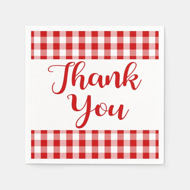 Vielen Dank an Red & White Karos Gingham Kariert Serviette (Vorderseite)