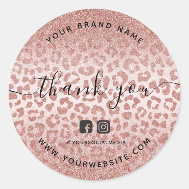 Vielen Dank an Rose Gold Animal Print Gradient Runder Aufkleber (Vorderseite)
