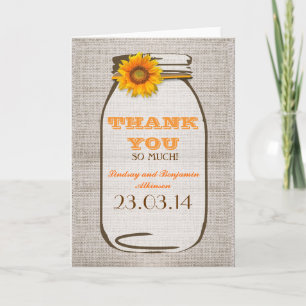 Vielen Dank an Rustic Burlap Mason Jar Sunflower Dankeskarte