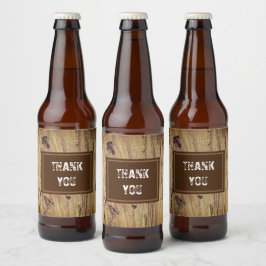 Vielen Dank an Rustic Wedding Guest Brown Woodgrai Bierflaschenetikett