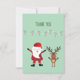 Vielen Dank an Santa Claus Reindeer Candy Canes Dankeskarte