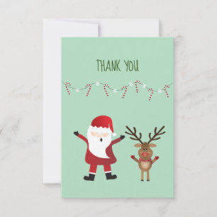Vielen Dank an Santa Claus Reindeer Candy Canes Dankeskarte