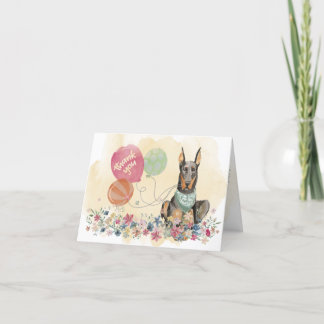 Vielen Dank an Sie & Doberman Hund und Ballons Dankeskarte