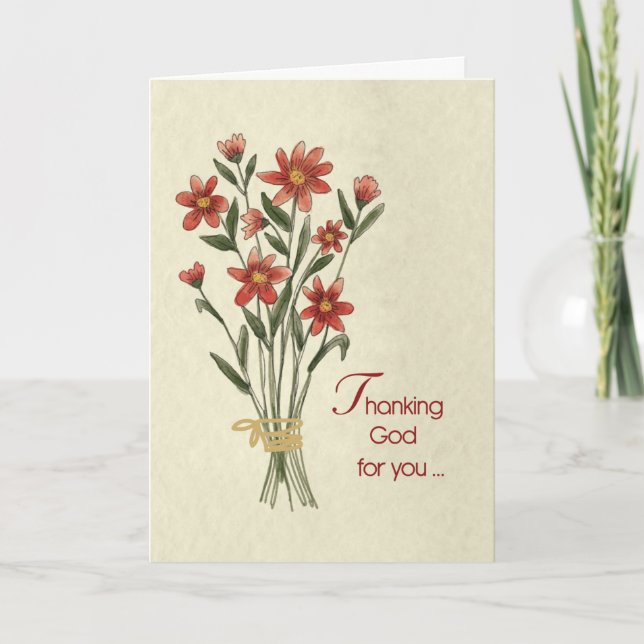 Vielen Dank an Sie Red Blume Bouquet mit Natural Karte (Vorderseite)