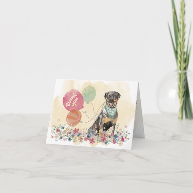 Vielen Dank an Sie und Rottweiler Hunde Ballons Dankeskarte (Vorderseite)