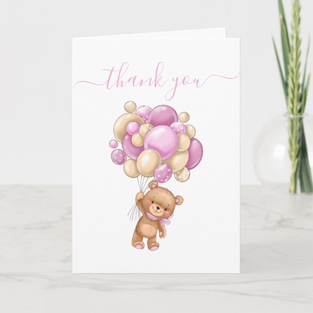 Vielen Dank an Teddy Wonderful Balloons Card Karte (Vorderseite)