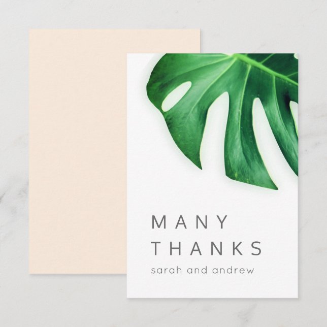 Vielen Dank an Tropical Palm Leaf Minimalistisch Dankeskarte (Vorne/Hinten)