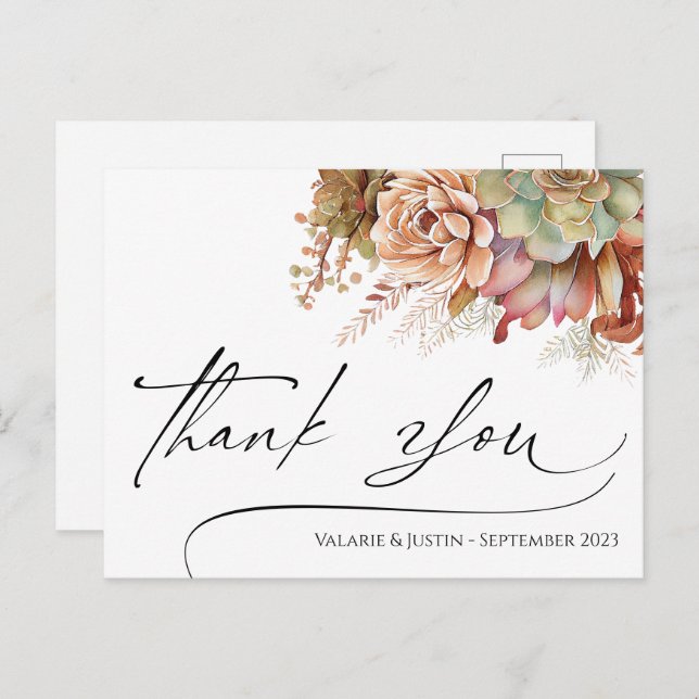 Vielen Dank an Watercolor Cactus Postcard Postkarte (Vorne/Hinten)