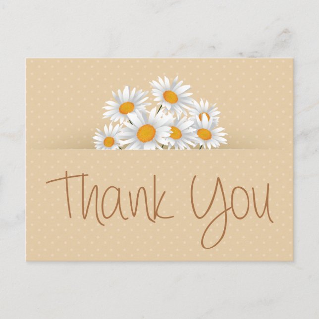 Vielen Dank an White Daisy Floral Dot Pink Notecar Postkarte (Vorderseite)