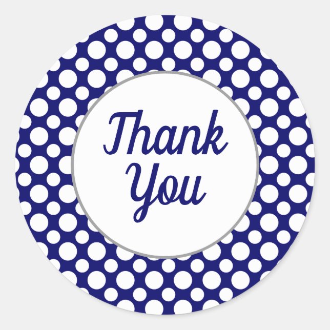 Vielen Dank an White Polka Dots auf Blue Sticker (Vorderseite)