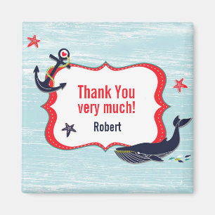 Vielen Dank Anchor Whale Birthday Magnet