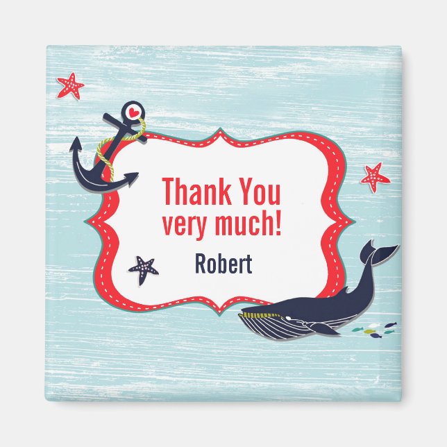 Vielen Dank Anchor Whale Birthday Magnet (Vorne)