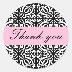 Vielen Dank - Anpassbar (Schwarz & Weiß Damaskus) Runder Aufkleber