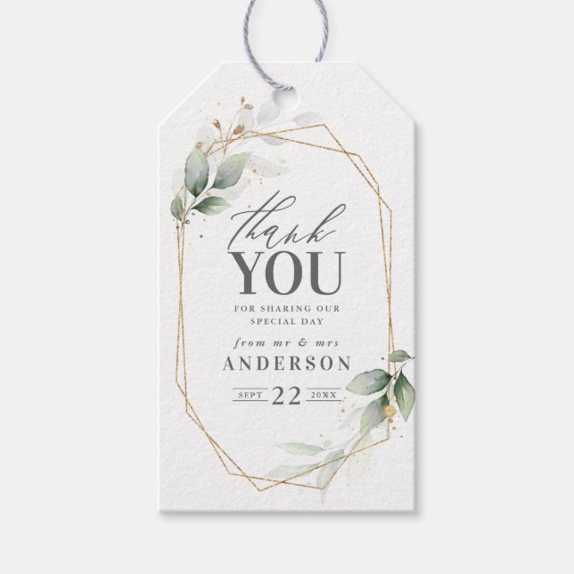 Vielen Dank, Aquarellblütenhochzeit Geschenkanhänger (Vorderseite)