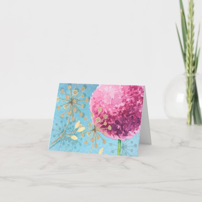 Vielen Dank, Aquarellfarbe Allium floral Dankeskarte (Vorderseite)
