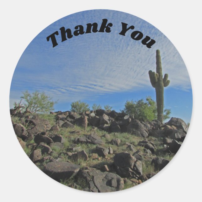 Vielen Dank Arizona Tall Saguaro Wüste Cactus Foto Runder Aufkleber (Vorderseite)