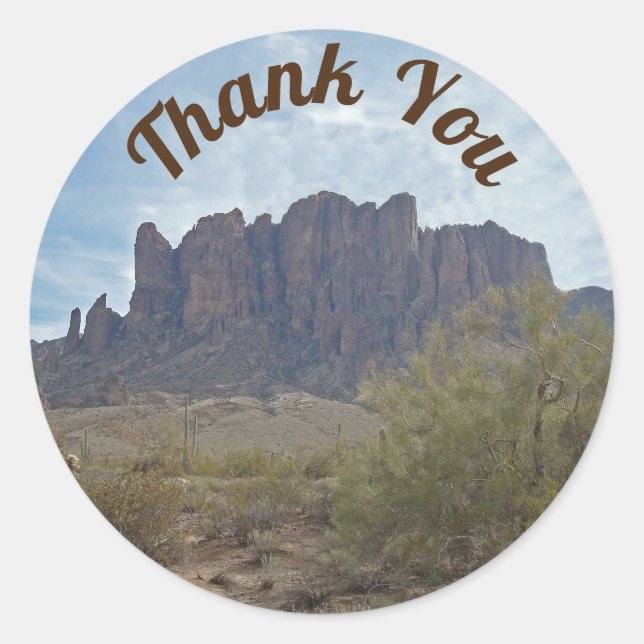 Vielen Dank Arizona Wüstenlandschaft Foto Südweste Runder Aufkleber (Vorderseite)
