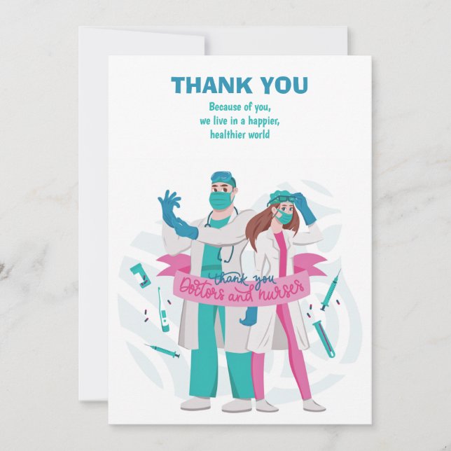 Vielen Dank, Ärzte und Krankenschwestern Dankeskarte (Vorderseite)