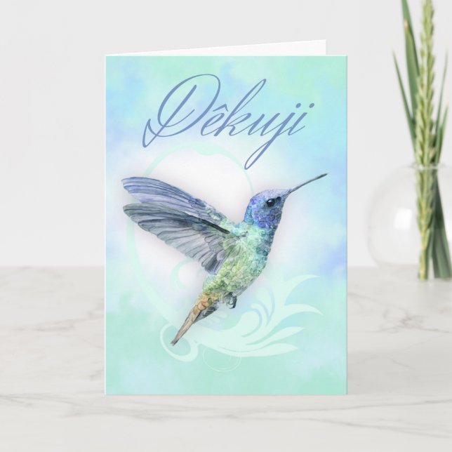 Vielen Dank auf Tschechisch - Aquarell Hummingbird Dankeskarte (Vorderseite)