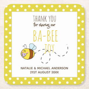 Vielen Dank BA-BEE Baby Shower Yellow Punkt Rechteckiger Pappuntersetzer