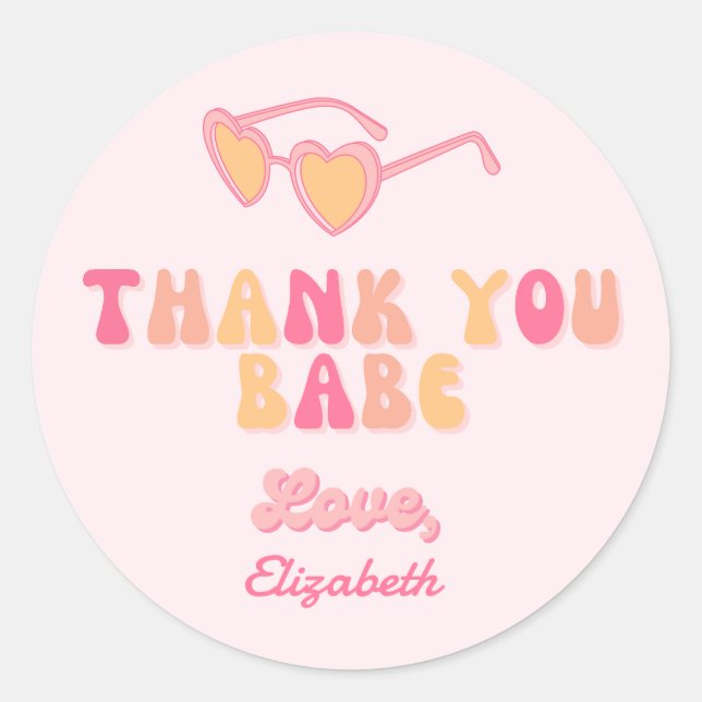 Vielen Dank Babe Herz Sonnenbrille rund Sticker (Vorderseite)