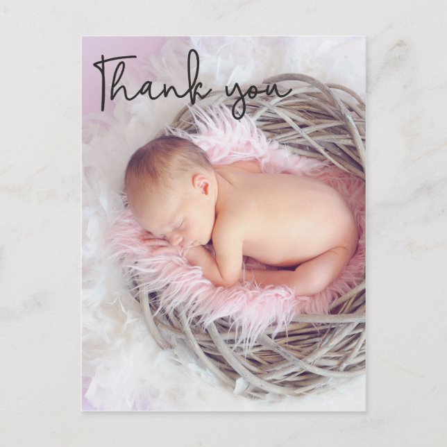 Vielen Dank, Baby Birth Announcement Vertikal Postkarte (Vorderseite)