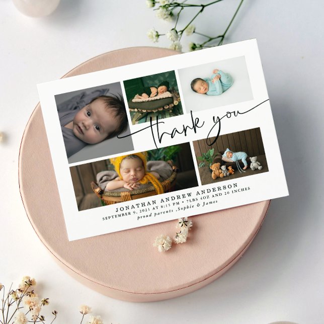 Vielen Dank, Baby Birth Foto Collage Dankeskarte (Von Creator hochgeladen)
