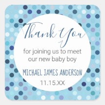 Vielen Dank Baby Boy Shower Blue Polka Dots