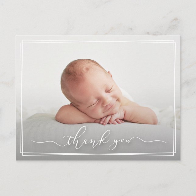 Vielen Dank, Baby Foto Birth Ankündigung Postkarte (Vorderseite)