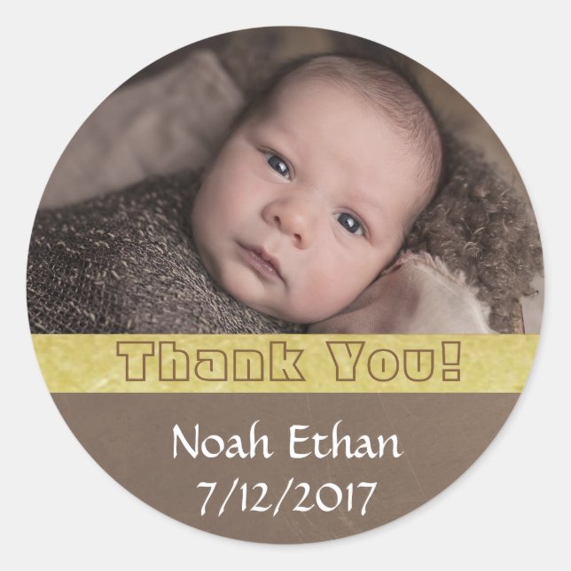 Vielen Dank, Baby Foto Brown und Gold Sticker (Vorderseite)