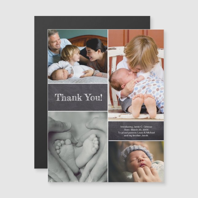 Vielen Dank Baby Foto Collage Birth Ankündigung (Vorne/Hinten)