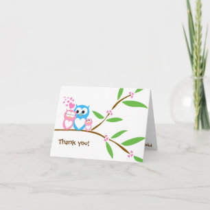 Vielen Dank Baby Girl Owl Babyduschkarte Dankeskarte