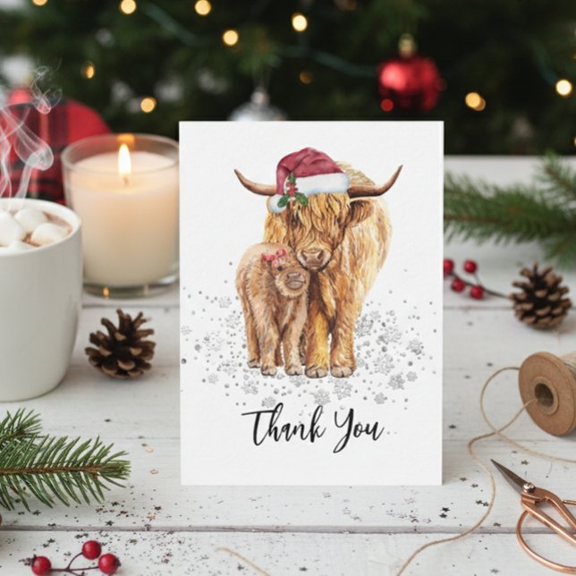 Vielen Dank Baby Shower Highland Kuh Weihnachten Mitteilungskarte (Von Creator hochgeladen)