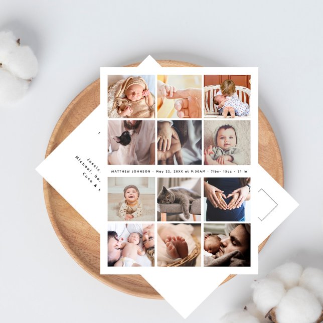 Vielen Dank Baby Shower Minimalistisch 12 Foto Col Postkarte (Von Creator hochgeladen)
