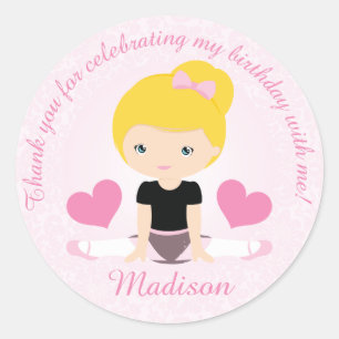 Vielen Dank Ballerina Birthday Party Party Custom Runder Aufkleber