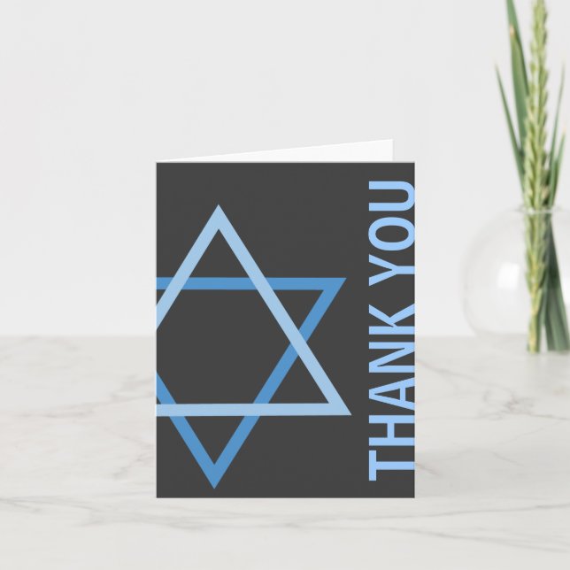 Vielen Dank, Bar Mitzvah, modern, blau & grau Dankeskarte (Vorderseite)