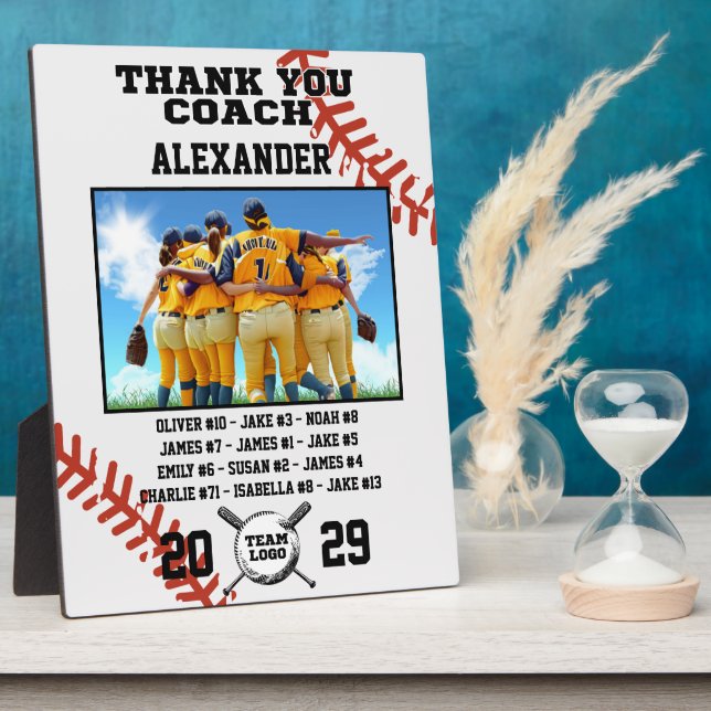 Vielen Dank Baseball Coach, Custom Foto & Names Fotoplatte (Seite)