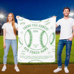 Vielen Dank Baseball Coach Green Team Player Namen Fleecedecke
