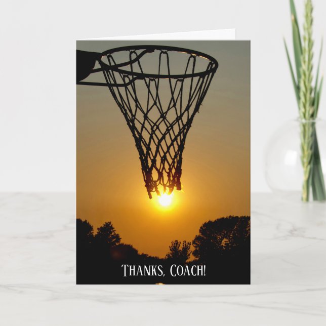 Vielen Dank Basketballtrainer Sonnenuntergangball Dankeskarte (Vorderseite)